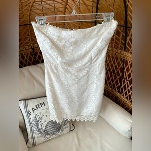 Cream lace strapless dress